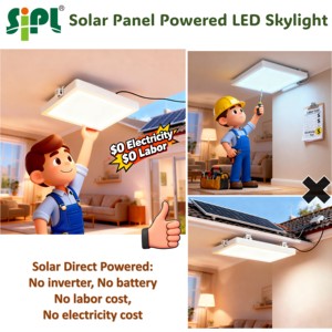 300x600mm Ultra-Thin Ceiling Embedded Solar LED Day <b>Light</b> Skylight <b>Indoor</b> Lighting Tools IP65 5000K for Home Office SIPL-SLS300- - Product Image 3