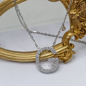 Popolare <span class=keywords><strong>collana</strong></span> in argento S925 Iced Out Moissanite <span class=keywords><strong>lettera</strong></span> <span class=keywords><strong>G</strong></span> <span class=keywords><strong>collana</strong></span> gioielli personalizzati con ciondolo per uomo donna - Product Image 1