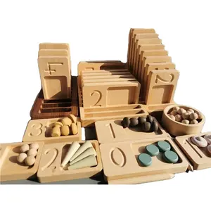 Walnut Math Wooden Counting Trays Toys Montessori Sensory Calculation Writing Board