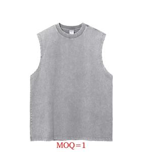 T-shirt de sport unisexe surdimensionné tendance, coupe personnalisée, manches courtes, tricoté, 100% coton, impression, t-shirt musculaire, délavage acide - Product Image 2