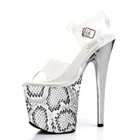 Sandales d'été sexy à plateforme imprimé léopard serpent de 20 cm, talons de 8 pouces, bout ouvert, pour pole dance, modèles de boîte de nuit, talons de strip-teaseuse