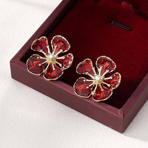 पुष्प तामचीनी मिट्टी के फूल फैशन अच्छे गहने सोने की प्लेटेड ट्रेंडी कोरियन इयररिंग सुरुचिपूर्ण महिला फैशन एक्सेसरीज़ - Product Image 3