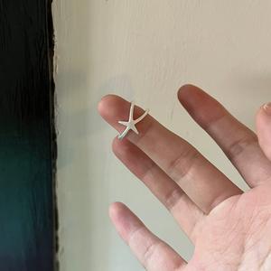 Anillo de Estrella de Mar Minimalista de Plata de Ley S925 para Mujer, Anillo de Dedo Índice Mate Esmerilado, Diseño de Nicho, Accesorio de Moda Versátil - Product Image 1