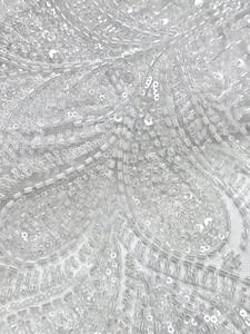 Nuovo disegno ricamato tessuto francese maglia pizzo paillettes pizzo abito da sposa abito da sposa - Product Image 6
