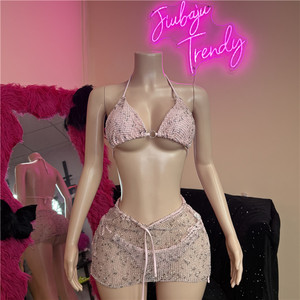 Traje de Baño <span class=keywords><strong>con</strong></span> <span class=keywords><strong>Falda</strong></span> de Playa 2026, Conjunto de Bikini de 3 Piezas para Mujer, Traje de Baño de Malla, Ropa de Playa para Vacaciones de Verano - Product Image 2