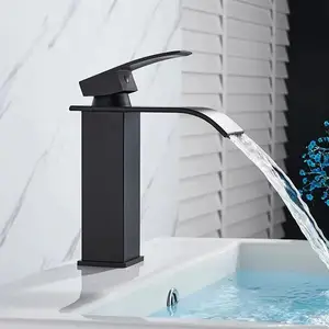 Moderno nero acqua calda fredda coperta vasca a cascata rubinetti da bagno lavello lavello miscelatore rubinetto