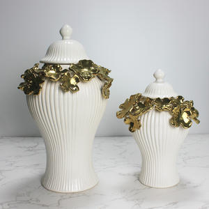 Jarrón de Flores Moderno de Diseño Especial de Lujo, Jarrón de Cerámica Blanco Dorado de Estilo Europeo, Jarrones de Jengibre para Decoración de Bodas y Hoteles - Product Image 3