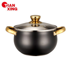 En Gros Batterie de Cuisine 8 Pièces en Acier Inoxydable, Poignées Noires et Dorées, avec Marmite, Casseroles Antiadhésives pour Maison et Cuisine - Product Image 2