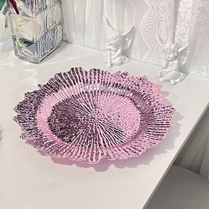 Platos Base Decorativos Elegantes para Bodas, Platos Base de Esponja Floral Irregular para Platos de Cena, Platos Base de Plástico Rosa Tipo Arrecife al por Mayor - Product Image 3