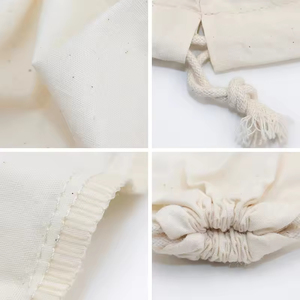 <strong>Custom</strong> Recycled Size Small Large Reusable White Muslin Cloth Dust Pouch Cotton Canvas <strong>Drawstring</strong> <strong>Bag</strong> with logo Double String - Product Image 2