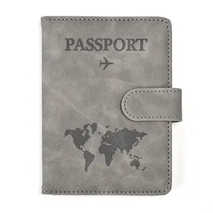 Map Design Premium Leather Passport Holder Covers Case Waterproof Rfid Blocking Travel Wallet Passport Holder