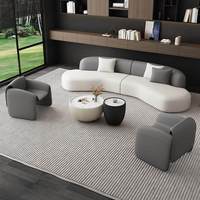 Canapé double chaise longue en cuir PU de style italien, luxe léger, garnissage en éponge haute densité, démontable et assemblable, pour salon