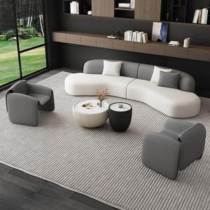 İtalyan Tarzı Hafif Lüks Suni Deri Çift Şezlong Kanepe Takımı Güzellik Salonu Oturma Odası Küçük Daire Otel İçin - Product Image 3