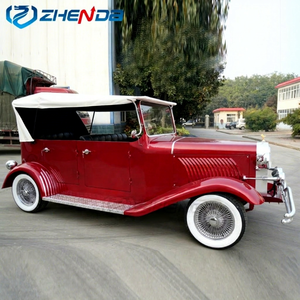 Vehículo Eléctrico de Transporte Especializado, Auto Clásico Rojo con Techo Blanco, Estilo Retro Vintage, Estructura de Acero, en Venta - Product Image 1