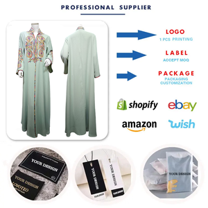 Abito Musulmano da Donna 458, Veste a Maniche Lunghe con Ricami, Stile Medio Orientale Dubai <span class=keywords><strong>Aya</strong></span>, Vestito Islamico Jal Iya per Donne - Product Image 3