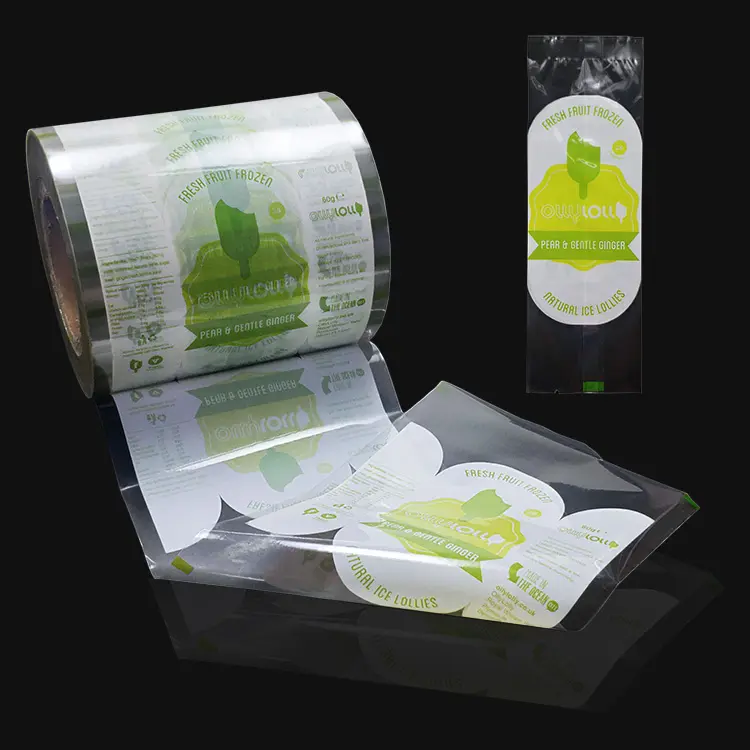 Custom Design Food Plastic Laminated Wrapper Frozen Ice Popsicle Packaging Film Roll Stock Packaging Materials
