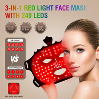Masque facial portable en silicone à LED pour la luminothérapie, 7 couleurs, lumière rouge, appareil de beauté pour le visage