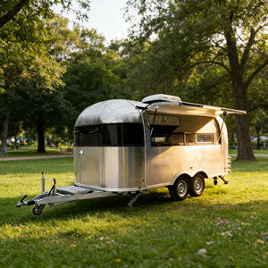 Chariot alimentaire mobile durable avec étagère de rangement intégrée, léger et robuste, idéal pour la vente de snacks et de fast-food en extérieur pour les petites entreprises - Product Image 1