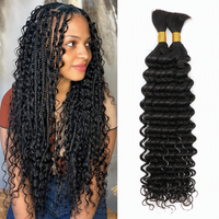 Ekstensi Rambut Manusia Deep Wave Boho Braids, 100% Virgin, Bebas Kusut, Dapat Diwarnai, Berbagai Warna, Grosir Senmu Beauty