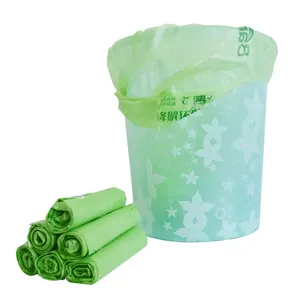 Lixeira compostável 100% biodegradável e ecológica, saco de lixeira com cordão, com design OEM de alta qualidade