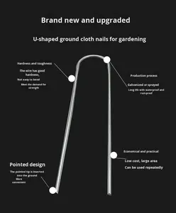 Оцинкованные U-образные крепежные шпильки для газонов, теплиц, кемпинга и использования на открытом воздухе — для усиления цементных матов и ветрозащиты грунта - Product Image 6