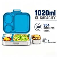 Boîte à lunch mignonne à 3 compartiments, sans BPA, étanche, grande capacité, portable, boîte à bento pour enfants, école, pique-nique, voyage