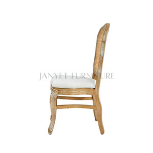 Chaises de mariage vintage empilables avec dossier en rotin pour table à manger en bois - Product Image 3