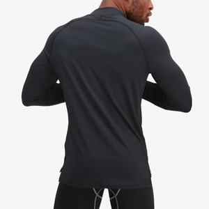 Vêtements de sport personnalisés pour hommes, manches longues, entraînement au basketball, course à pied, vêtements à séchage rapide, col montant, fermeture éclair, t-shirt hautement élastique - Product Image 6