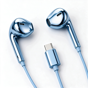 Chrome Gold Wired Type C <b>Earbuds</b> Metal Headphones Chrome Silver Wired Type C <b>Earbuds</b> Chrome <b>Pink</b> Wired Type C Earphones Coloured - Product Image 1