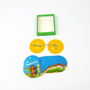 Benutzer definierte runde Form Bär und Kaninchen Tier muster Papier Kartenspiel Set für Kinder lernen langlebig