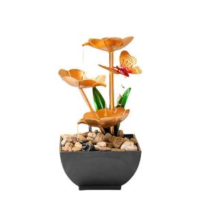 Tabletop Water Fountain Gold Flower Butterfly Decor Square <b>Vase</b> Office Desk Decoration Lighted Feature Gift - Product Image 5
