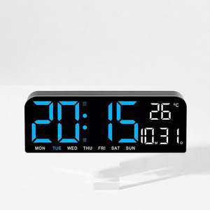 Nouvelle horloge de bureau numérique à grand écran LED à quartz, triple alarme avec contrôle d'intensité à 3 niveaux, design Art Déco - Product Image 2