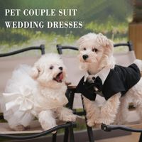 Costume de cérémonie de mariage pour petits chiens et chats, design à nœud papillon et revers, costume de smoking formel noir pour animaux de compagnie