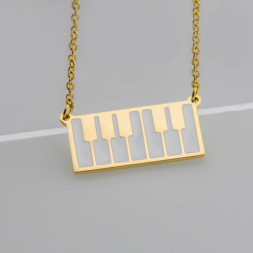 Wholesale Music Charm Necklace Men's Stainless Steel Punk Good Detail Piano Jewelry