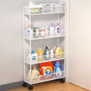 Ultra-thin and narrow storage cabinet behind <b>the</b> door, bathroom <b>gap</b> cabinet, floor-standing storage rack with wheels - Product Image 2