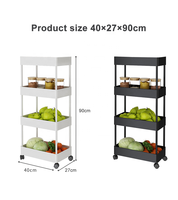Supports et supports de rangement en métal à quatre couches avec roues Chariot de rangement pour cuisine et salle de bain domestique