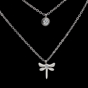 Women 14k Gold Plated Double Chain <strong>Dragonfly</strong> <strong>Jewelry</strong> Steel Pendant Necklace <strong>Jewelry</strong> for Women - Product Image 6