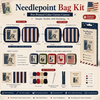 Kit de sac pochette à broder soi-même pour parapluie de plage, en toile de coton imprimée, avec fermeture éclair sur trois côtés, pour adulte