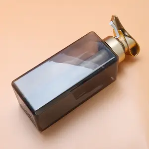 Elektroliz altın losyon pompası ile lüks özel Amber 300ml 500ml boş şampuan kremi şişe