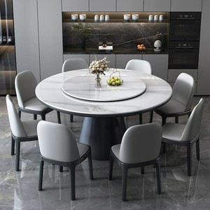 Juego de Mesa y Sillas de Comedor Redondas Modernas y Minimalistas de Lujo - Mesa Giratoria de Madera Maciza y Granito para Hogar y Hotel - Product Image 3