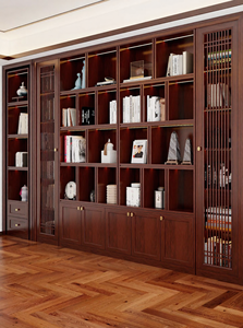 Librería Moderna China con Detalles en Madera Maciza Dorada, Diseño Multifuncional que Ahorra Espacio para Sala de Estar u Oficina en Casa - Product Image 4