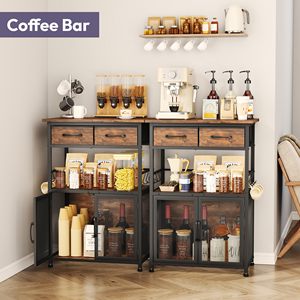 Mueble de Estación de Café Multiusos de Estilo Industrial Moderno SENYU, con Cajón Integrado, Ganchos Desmontables, para Cocina/Sala de Estar - Product Image 4