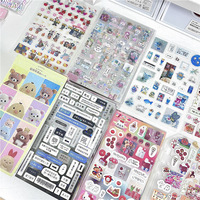 Autocollants décoratifs Kawaii non répétés, 52 pièces, série ours trèfle à quatre feuilles, paillettes Y2K