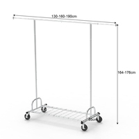 Porte-vêtements double barre moderne à hauteur réglable, sur pied, avec roulettes, pour boutique