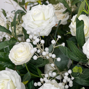 Elegant White Realistic <b>Silk</b> Artificial Rose Floral <b>Arrangement</b> for Luxurious Wedding Back School Venues Waterproof Eco-Friendly - Product Image 3