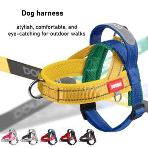 Yeni varış no-choke eyer tarzı göğüs kemeri köpekler için üç renkli köpek tasma ve yastıklı koşum ayarlanabilir köpek göğüs kemeri - Product Image 3