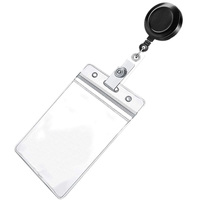 Porte-badge rétractable en gros, porte-carte d'identité double face vertical en PVC transparent