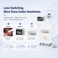 OliveVet Compresseur d'air électrique mobile sur chariot, Moniteur, Endoscope, Pièce à main, Unité dentaire vétérinaire portable pour chien