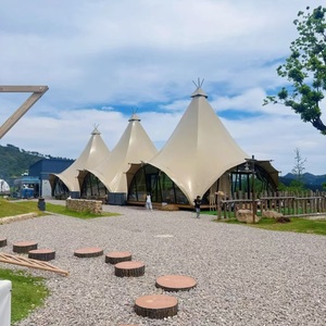 Tente tipi multi-plateaux imperméable avec grande fenêtre en verre transparent pour glamping en plein air, restaurant, mariage, événements en station balnéaire - Product Image 6