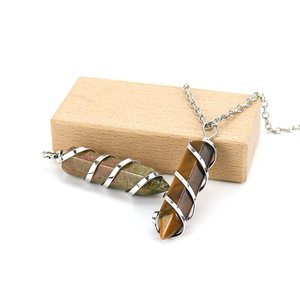 Collana Unisex con Pendente in Cristallo Naturale di Ametista, Colonna Esagonale a Punta Singola, a Forma di Serpente, in Argento, Regalo Classico - Product Image 3